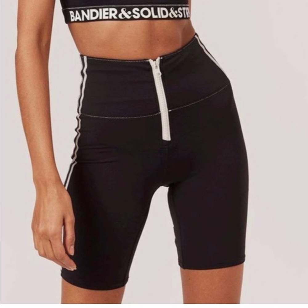 Bandier & Solid & Striped Zip-Front Biker Shorts